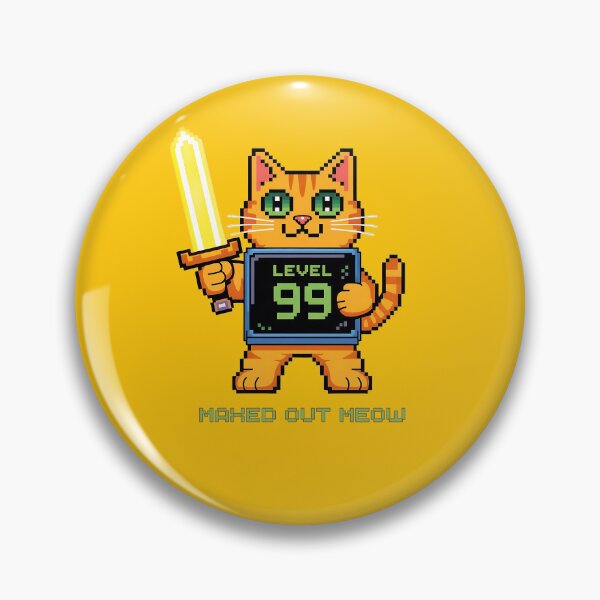 Item preview, Maxed Out Meow – Level 99 Pixel Cat Warrior designed and sold by SamartkitDesign.