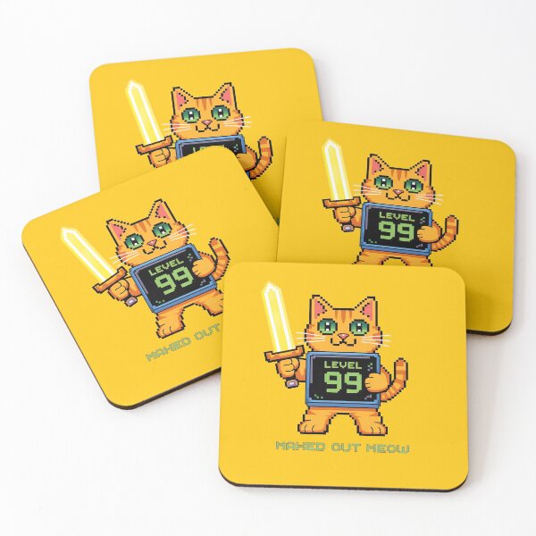 Item preview, Maxed Out Meow – Level 99 Pixel Cat Warrior designed and sold by SamartkitDesign.