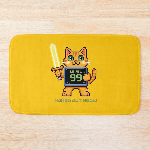 Item preview, Maxed Out Meow – Level 99 Pixel Cat Warrior designed and sold by SamartkitDesign.