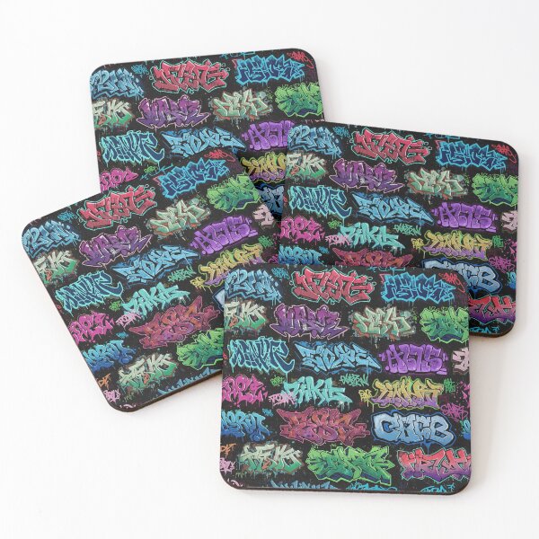 Item preview, 3D Graffiti Tags: European & American Style on Black Wall designed and sold by JohnnyVillas.