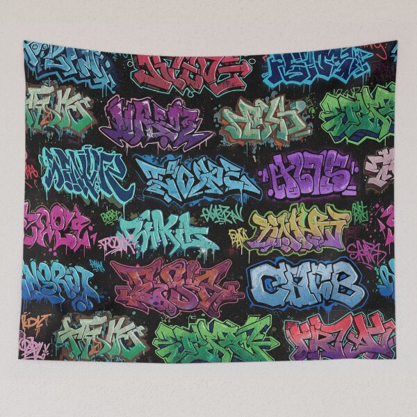 Item preview, 3D Graffiti Tags: European & American Style on Black Wall designed and sold by JohnnyVillas.