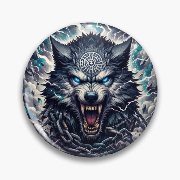 Item preview, Fenrir Norse Wolf | Viking Mythology Art | Nordic Rune Beast | Norse Pagan Aesthetic | Viking Wolf Tattoo Design designed and sold by AnalajiaDesigns.