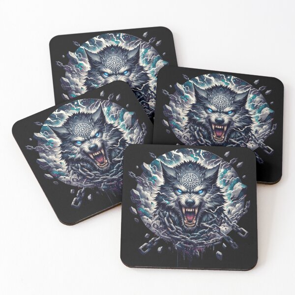 Item preview, Fenrir Norse Wolf | Viking Mythology Art | Nordic Rune Beast | Norse Pagan Aesthetic | Viking Wolf Tattoo Design designed and sold by AnalajiaDesigns.