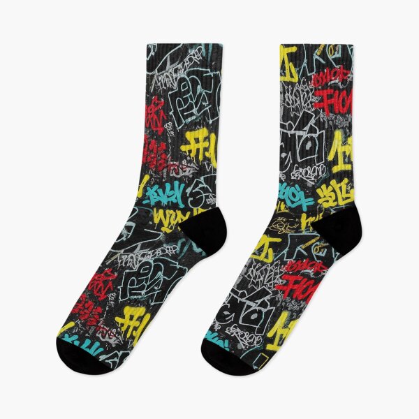 Item preview, Japanese Graffiti Tags Mural: Black White Red Teal Yellow designed and sold by JohnnyVillas.