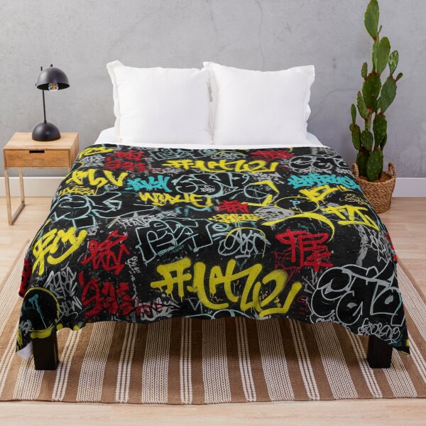 Item preview, Japanese Graffiti Tags Mural: Black White Red Teal Yellow designed and sold by JohnnyVillas.