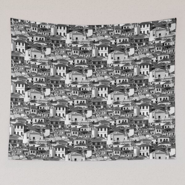Item preview, Houses and roofs, Skopelos 5, monochrome square crop designed and sold by paulboizot.