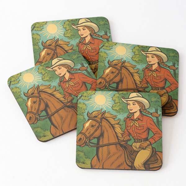 Item preview, happy cowgirl galloping in a sunny forest designed and sold by OnlyTheWest.