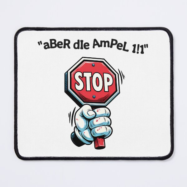 Item preview, aBeR die AmPeL1!1 – Satire design with STOP sign | Politics meme T-shirt designed and sold by VariousGoodies.