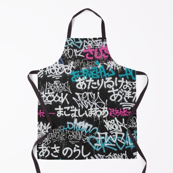 Item preview, Chaotic Japanese Graffiti Tags: White Pink Teal on Black designed and sold by JohnnyVillas.