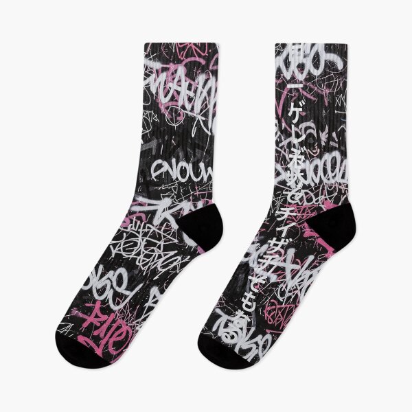 Item preview, Japanese Positive Words Graffiti: White & Pink on Black designed and sold by JohnnyVillas.