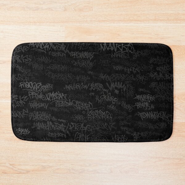 Item preview, Dark Grey Graffiti Tags Texture on Black Mural designed and sold by JohnnyVillas.