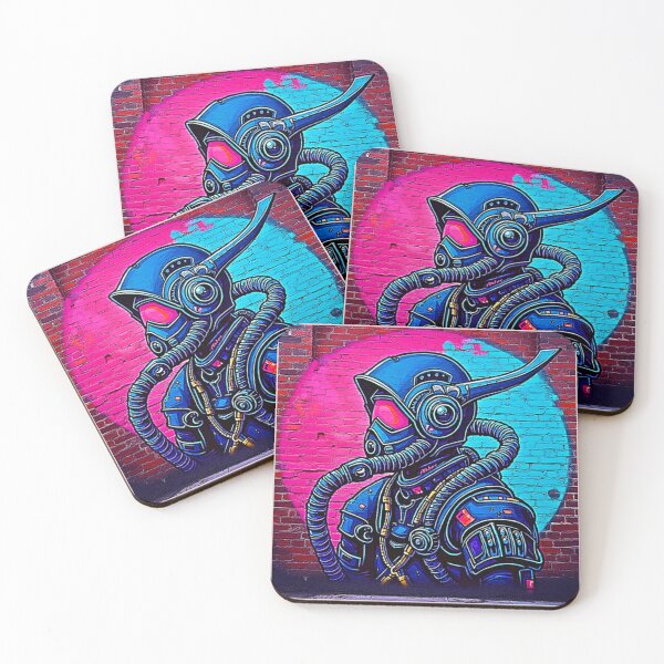Item preview, Neon Masked Wall Graffiti Figure Art designed and sold by Health And Fitness Posts e-Store.