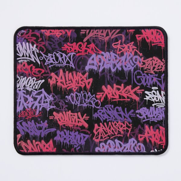 Item preview, Cyberpunk Graffiti Mural: Purple Pinkish Red & White Tags on Black designed and sold by JohnnyVillas.