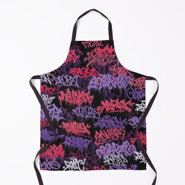 Item preview, Cyberpunk Graffiti Mural: Purple Pinkish Red & White Tags on Black designed and sold by JohnnyVillas.