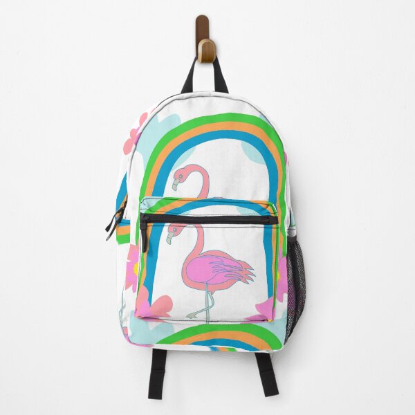Item preview, Cute Pink Flamingo Under Rainbow with Flowers – Kawaii Summer Illustration designed and sold by Kreatienizta.