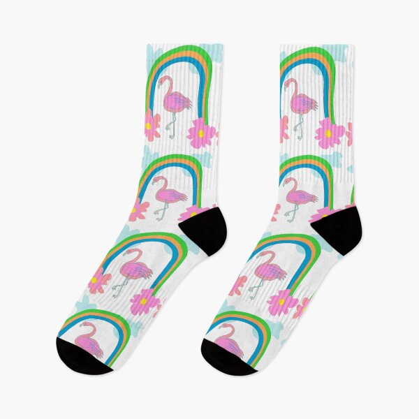 Item preview, Cute Pink Flamingo Under Rainbow with Flowers – Kawaii Summer Illustration designed and sold by Kreatienizta.