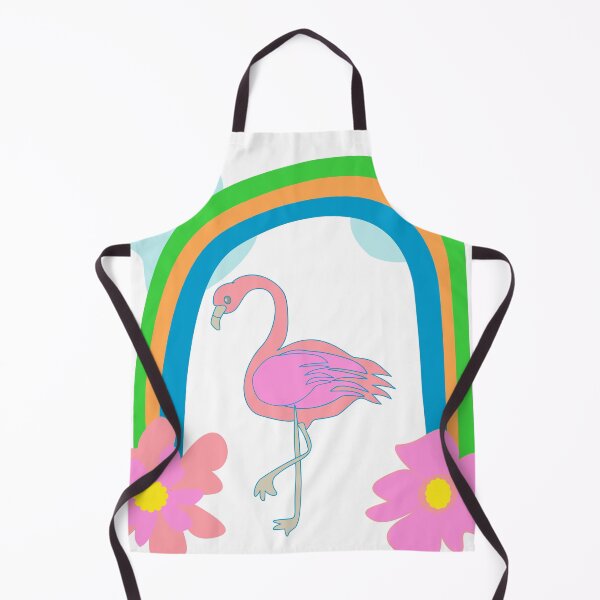 Item preview, Cute Pink Flamingo Under Rainbow with Flowers – Kawaii Summer Illustration designed and sold by Kreatienizta.