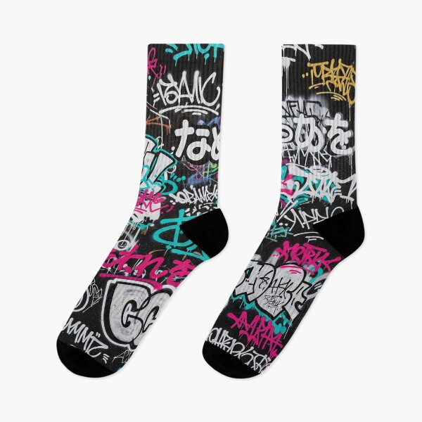 Item preview, Japanese Positive Words Graffiti: White Pink Teal on Black Wall designed and sold by JohnnyVillas.