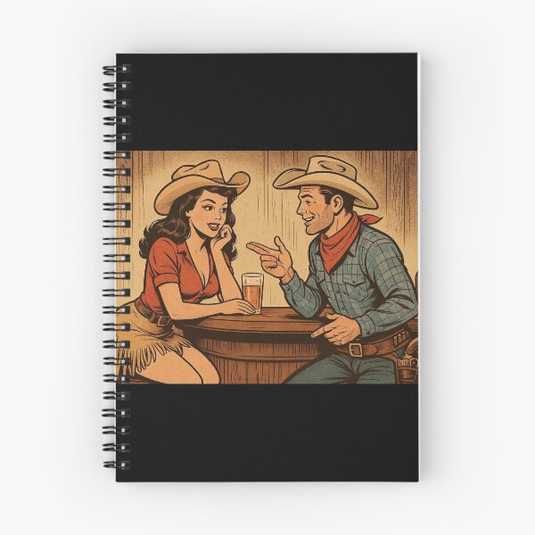 Item preview, retro comic art cowboy and cowboy flirting designed and sold by OnlyTheWest.