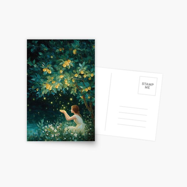 Item preview, Golden Fireflies in the Citrus Grove designed and sold by Magical Art Store.