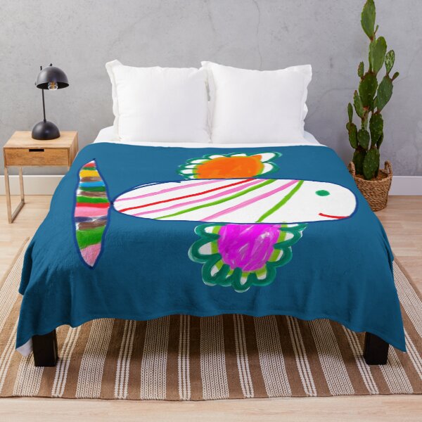 Item preview, childhood drawing - fish 1 - blue background designed and sold by MentaLee.