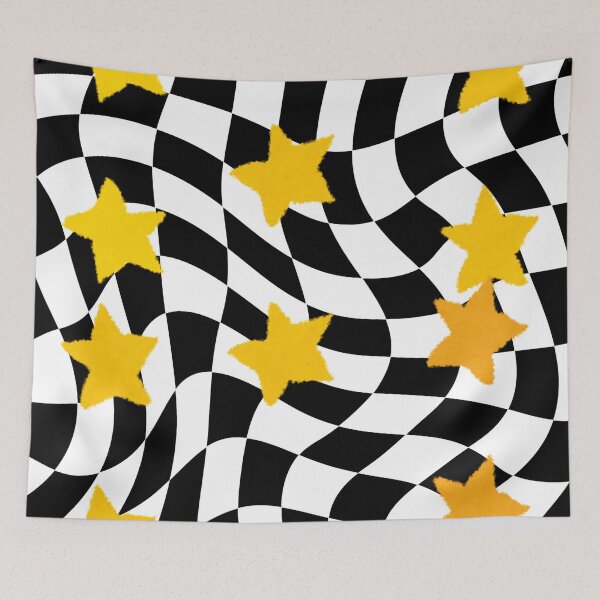 Item preview, Wavy Checkerboard Background with Yellow Stars designed and sold by larissa-myrie.