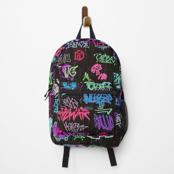 Item preview, Cyberpunk Graffiti Tags on Black Wood Planks: Vivid Purple & Pink designed and sold by JohnnyVillas.
