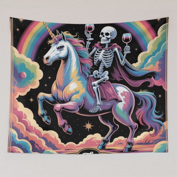 Item preview, The Audacity – Skeleton Riding Unicorn Rainbow Art designed and sold by UPDIRA.