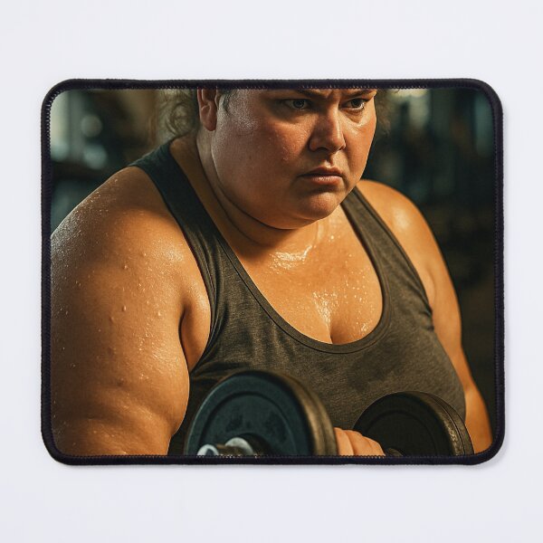 Item preview, Focused Woman Lifting Dumbbell in Intense Gym Workout designed and sold by soulofalion.