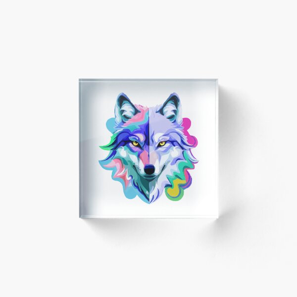 Aperçu de l'œuvre loup psychédélique créée et vendue par Andre Faubert.