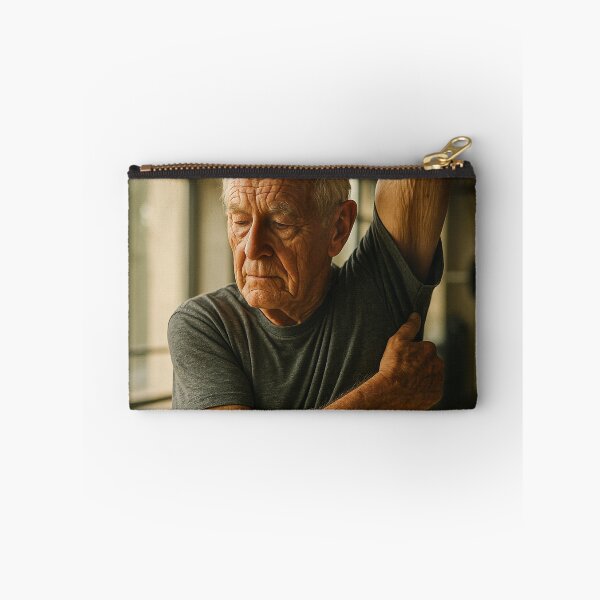 Item preview, Senior Man Stretching in Sunlit Gym designed and sold by soulofalion.