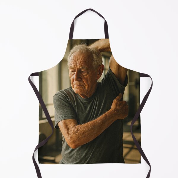 Item preview, Senior Man Stretching in Sunlit Gym designed and sold by soulofalion.