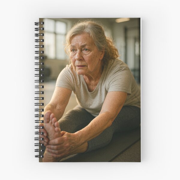 Item preview, Senior Woman Stretching in Natural Light Gym designed and sold by soulofalion.