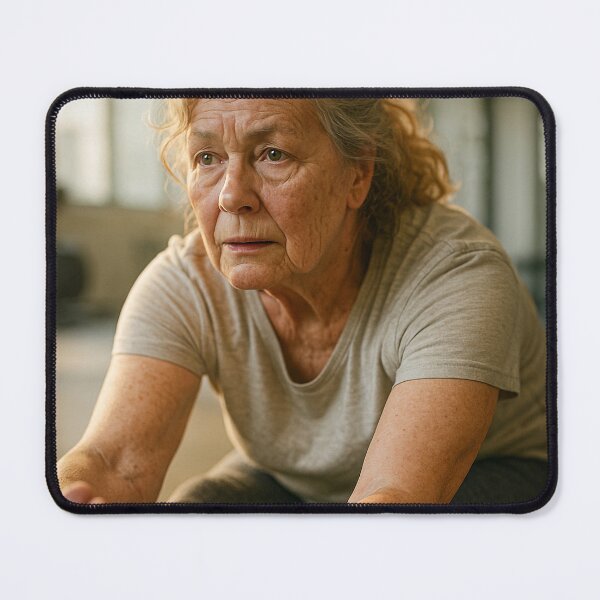 Item preview, Senior Woman Stretching in Natural Light Gym designed and sold by soulofalion.