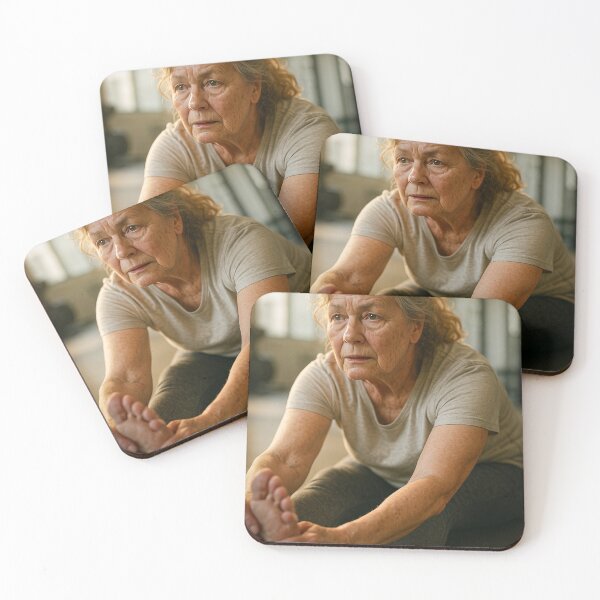 Item preview, Senior Woman Stretching in Natural Light Gym designed and sold by soulofalion.