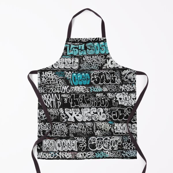 Item preview, Graffiti Tags on Black Brick Wall: White & Teal Block Art designed and sold by JohnnyVillas.