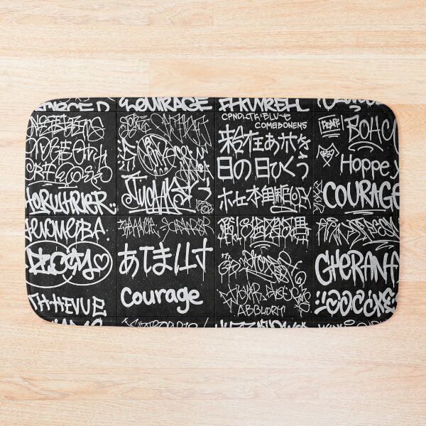 Item preview, Positive Graffiti Tiles: Japanese & English Messages on Black Grid designed and sold by JohnnyVillas.