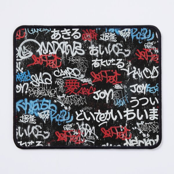 Item preview, Bilingual Positive Graffiti: White Red Blue Tags on Black Wall designed and sold by JohnnyVillas.