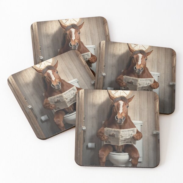 Item preview, Funny Horse Reading Newspaper in Bathroom designed and sold by vk09.