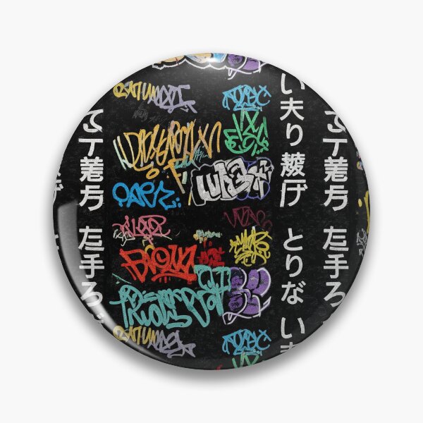 Item preview, Vertical Japanese Positive Words in Multi-Color Graffiti on Black Wall designed and sold by JohnnyVillas.