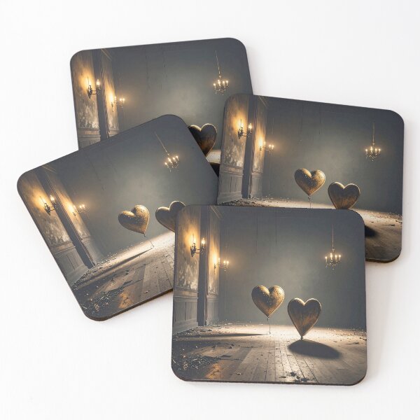 Item preview, Two golden metal hearts in an abandoned place designed and sold by angel-cat-22.