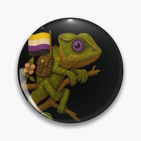 Item preview, Non-Binary Chameleon with Flag – Pride Jungle Vibes designed and sold by TeesAndSass.