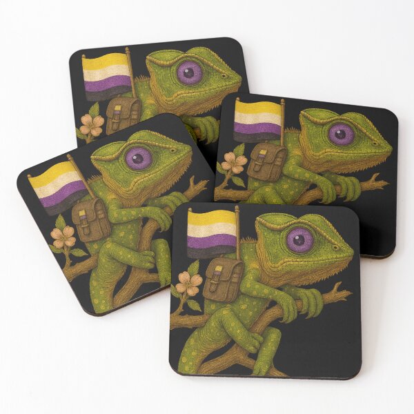 Item preview, Non-Binary Chameleon with Flag – Pride Jungle Vibes designed and sold by TeesAndSass.