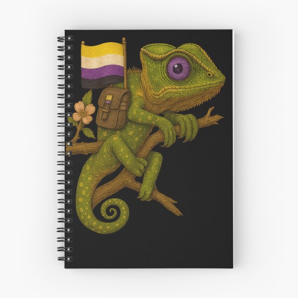 Item preview, Non-Binary Chameleon with Flag – Pride Jungle Vibes designed and sold by TeesAndSass.