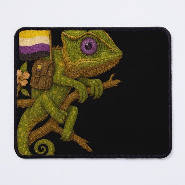 Item preview, Non-Binary Chameleon with Flag – Pride Jungle Vibes designed and sold by TeesAndSass.