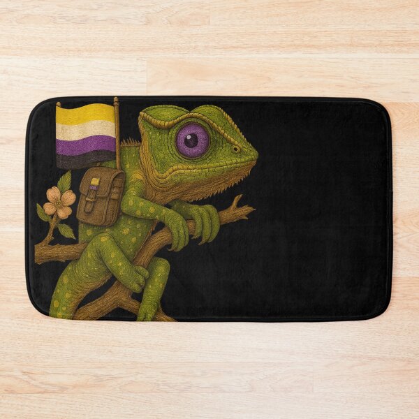 Item preview, Non-Binary Chameleon with Flag – Pride Jungle Vibes designed and sold by TeesAndSass.