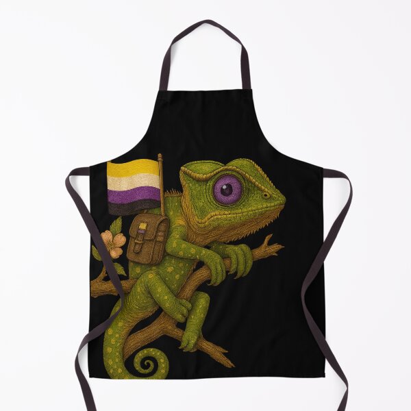 Item preview, Non-Binary Chameleon with Flag – Pride Jungle Vibes designed and sold by TeesAndSass.