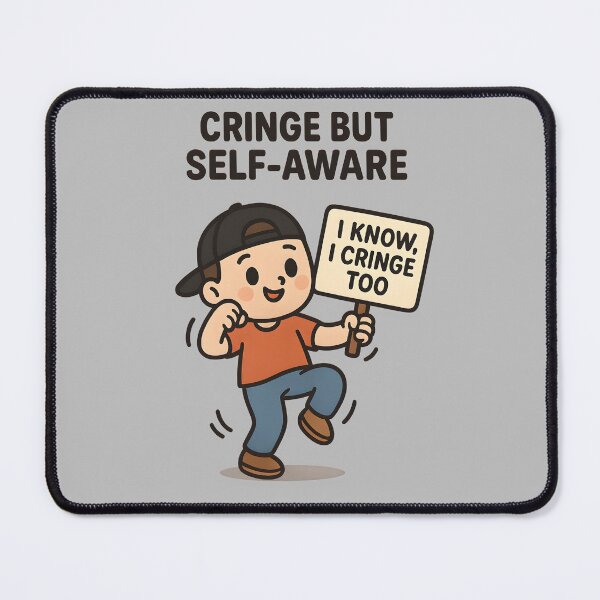 Item preview, Cringe but Self-Aware – Dancing Character with a Sign designed and sold by Ashidre.