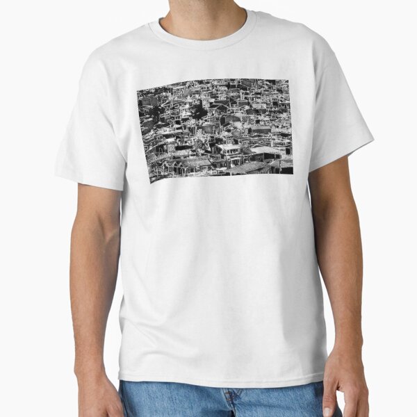 Houses and roofs, Skiathos, mono neon inverted Classic T-Shirt