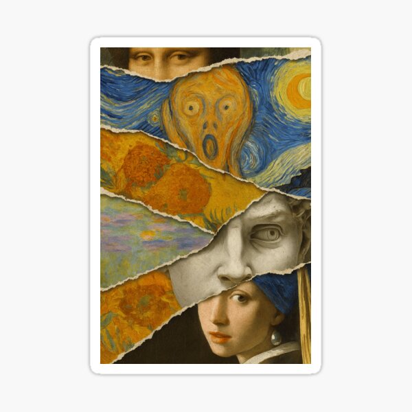 Aperçu de l'œuvre Collage d'art intemporel Chefs-d'œuvre emblématiques Collage inspiré créée et vendue par BlanquitaArt.